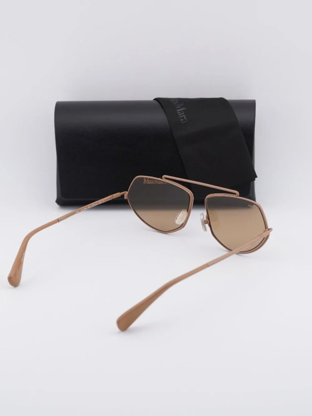 Max Mara MM0165 45E Joey Geometric Sunglasses - Shiny Light Brown/Brown